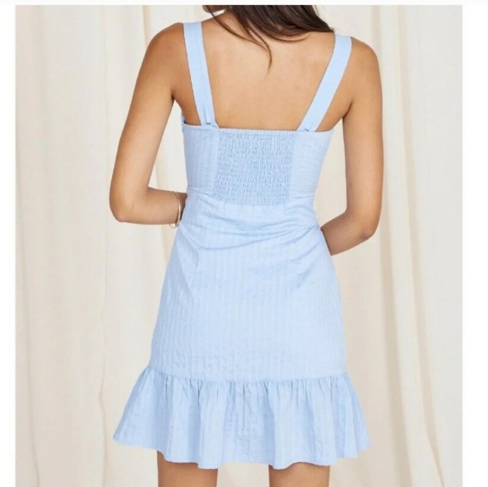 Sage the label women's mini dress size M blue smocked back summer vacati…